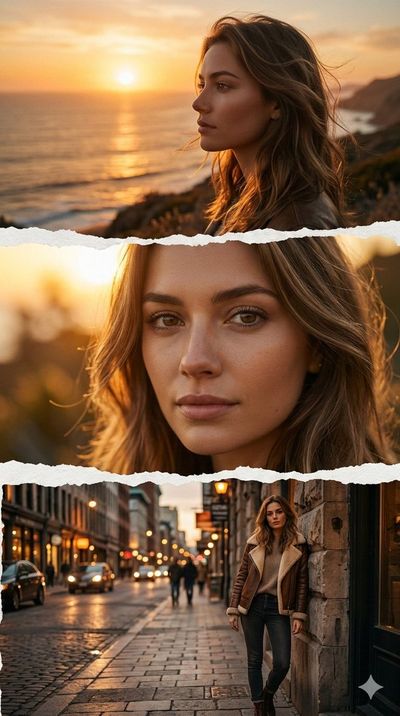 Torn-Paper Cinematic Triptych