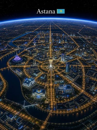 Aerial view of London at night with glowing city lights