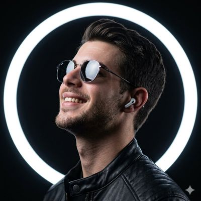Edgy Urban Glow: Neon Halo Portrait in Sharp Focus