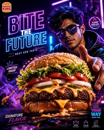Flame-Grilled Boldness: A Cinematic Burger Experience