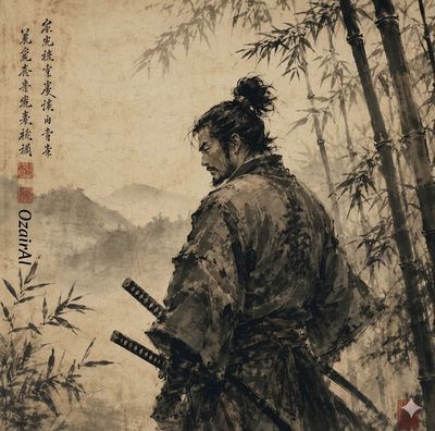 The Silent Guardian: A Samurai in Bamboo Mist