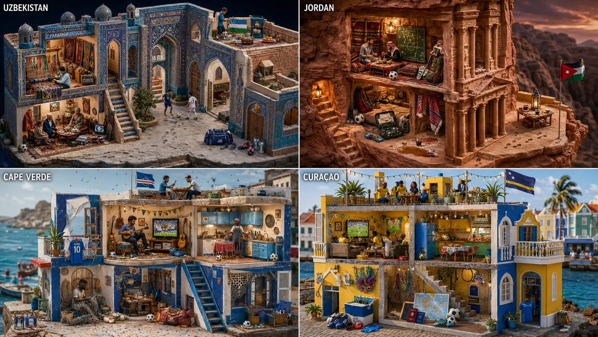 Underdog World Cup qualifiers celebrate in a detailed diorama
