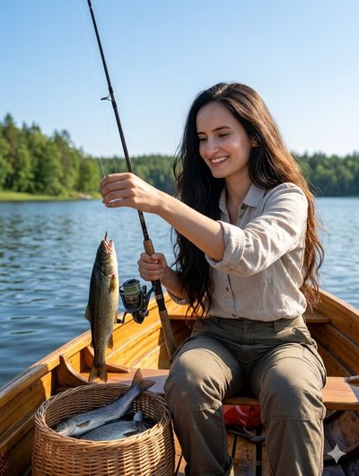 Serenity on the Lake: A Fisherwoman's Calm Escape