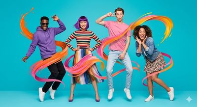 Dynamic Youthful Energy in a Colorful Studio Burst