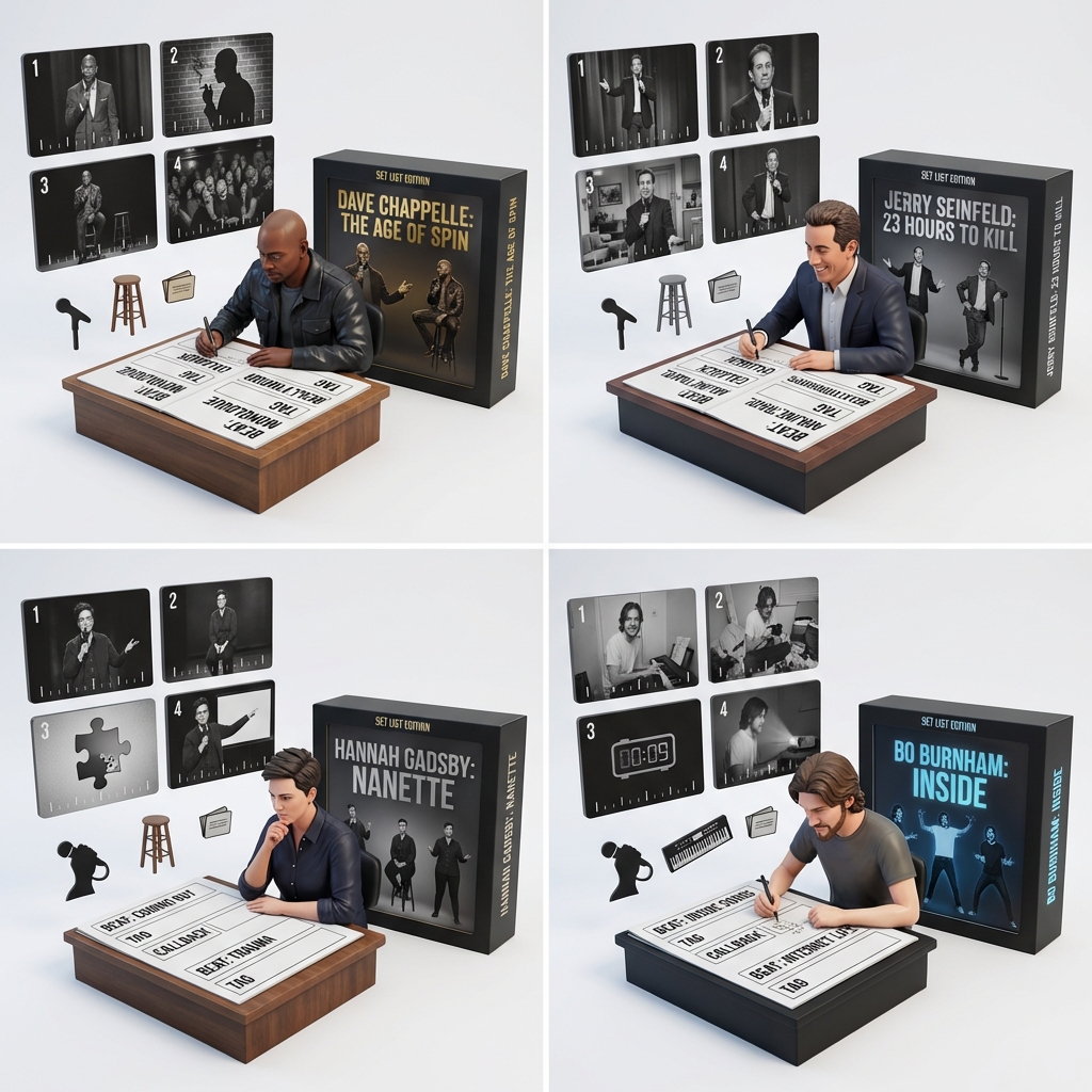 3D Diorama of Comedian Crafting a Perfect Set List