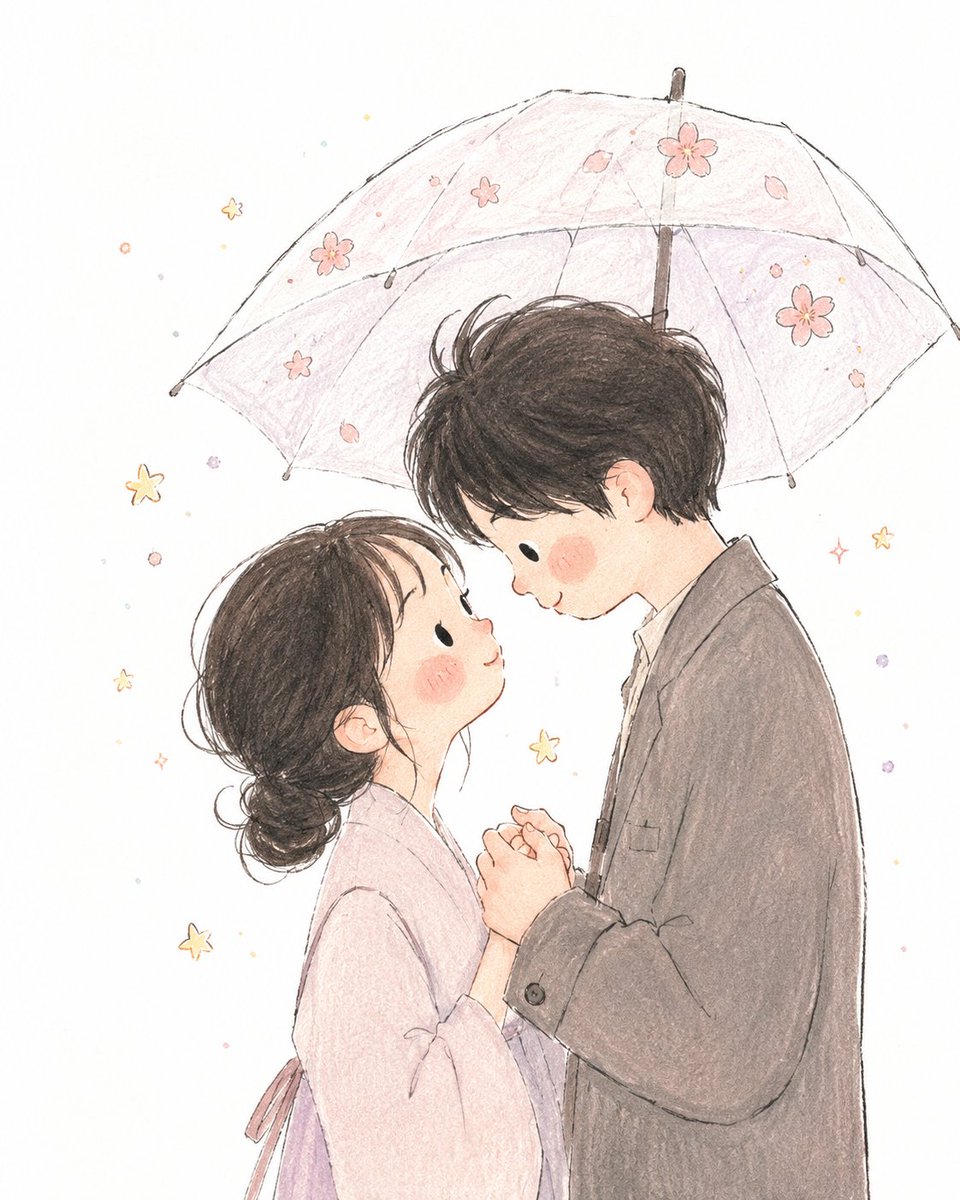 A cute doll-like girl dances under a starry pale sky