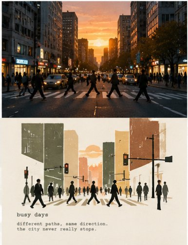 Split poster pairs a photo with its paper-cut twin