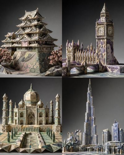 Currency-Built Landmarks: Masterful Origami Architecture