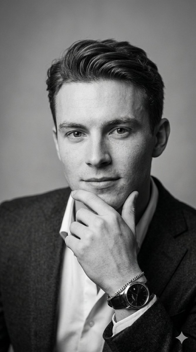 A confident man in a dark blazer looks directly at the camera