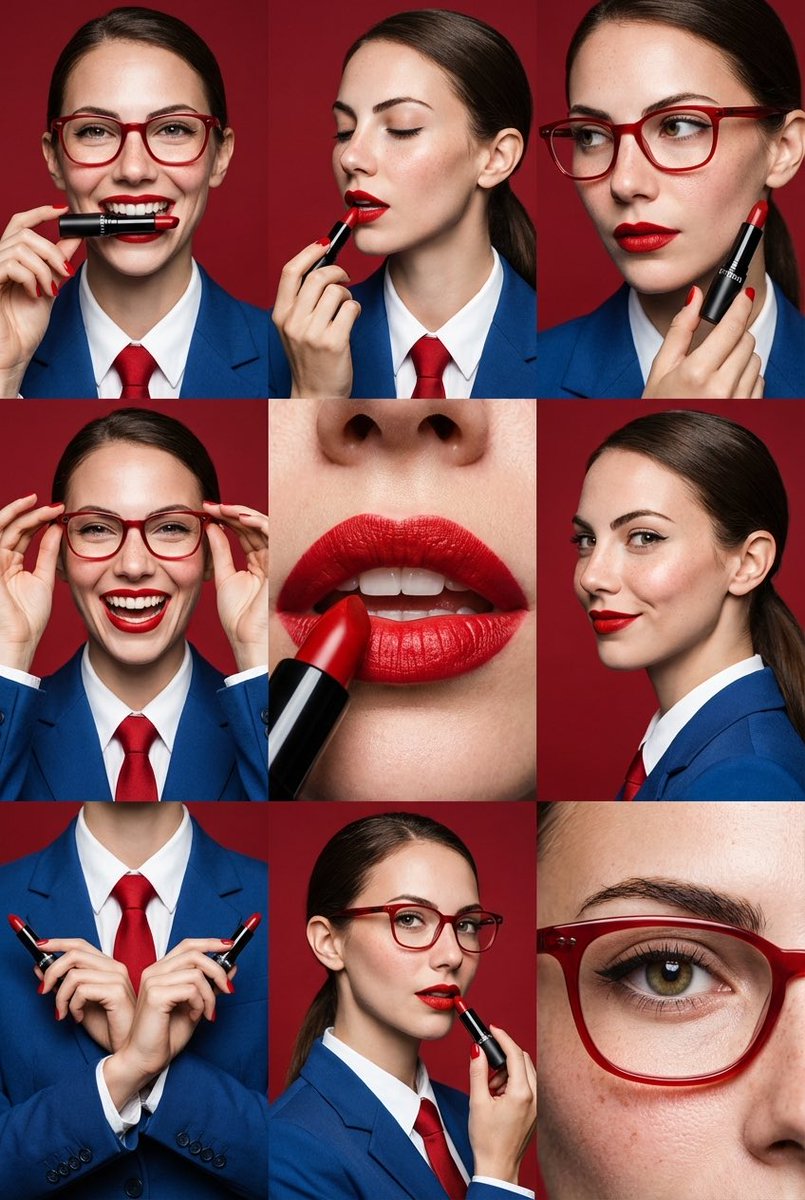 A Bold Red Lipstick Ad, Perfectly Aligned in Every Frame