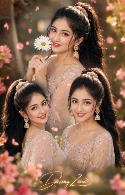Elegant Portrait Collage of a Young Girl