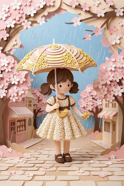 Layered paper-cut diorama transforms a serene portrait into art