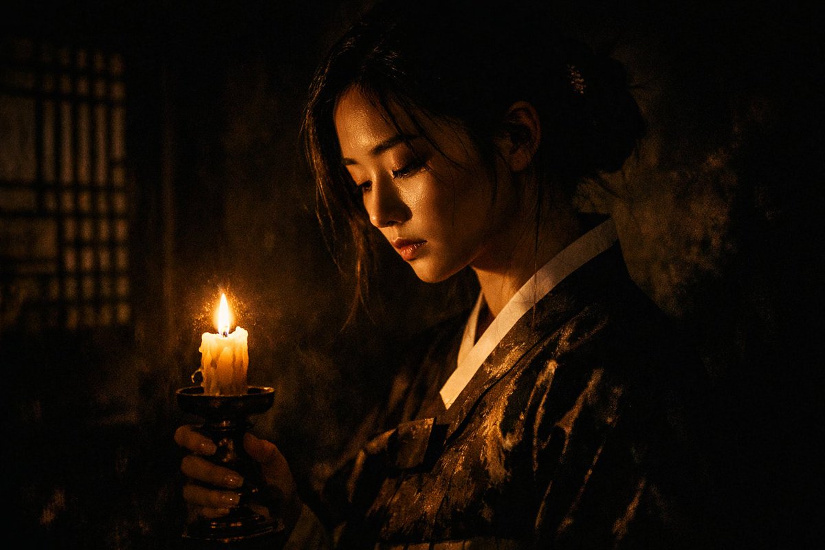 Candlelit Chiaroscuro in Hanbok