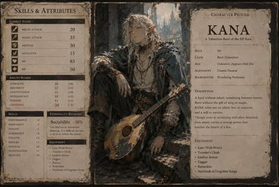 The Unlikely Bard: A TRPG Character Card