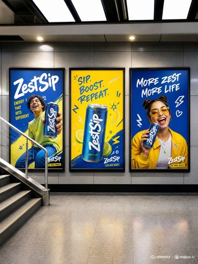 ZestSip Energy Billboards in Premium Transit Hub