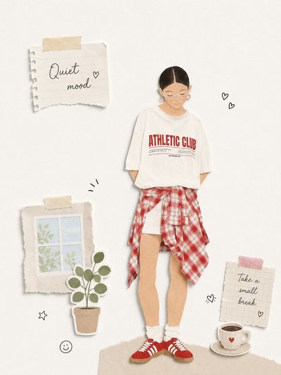 A cute Korean character enjoys a quiet coffee break