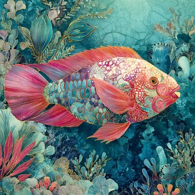 Mystical Underwater Odyssey with a Parrot Fish