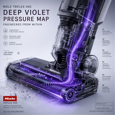 Miele Triflex HX2 reveals its engineering precision inside a transparent shell