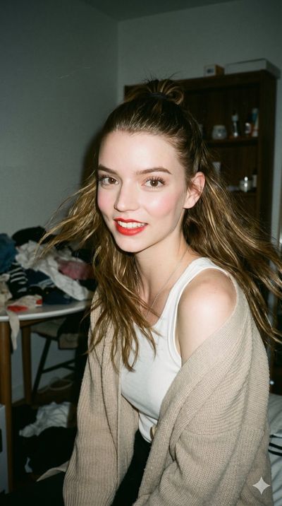 Captured in a Flash: Anya Taylor-Joy in a Vintage Film Aesthetic