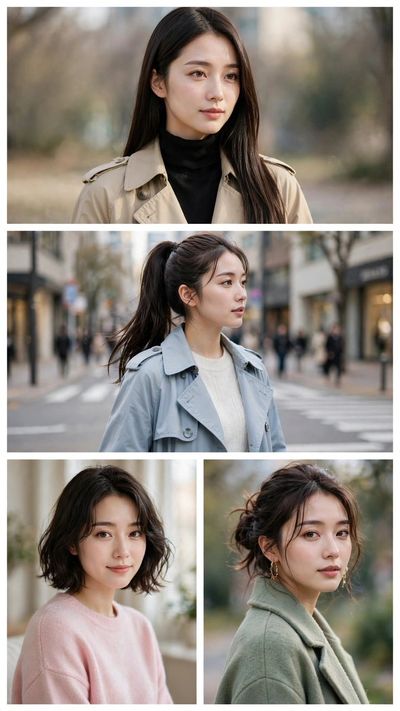 Four Distinct Styles of a Young East Asian Woman in Editorial Portraits