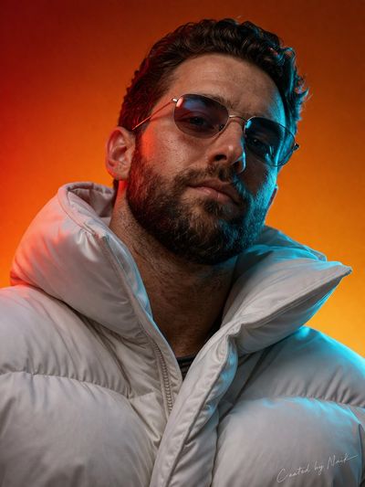 Cinematic Portrait of a Man in Futuristic Winter Fashion