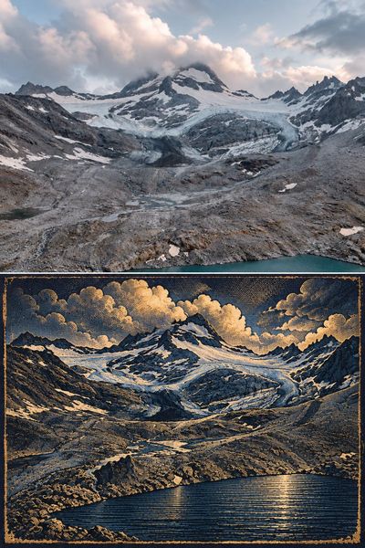 Golden Etched Landscape Transforms a Real Photo into Mythic Art