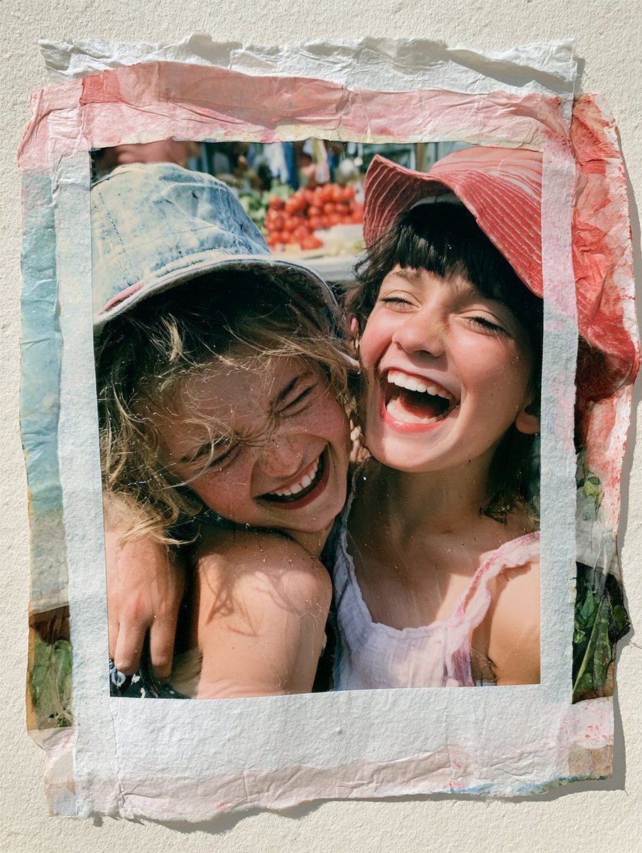 Floating Polaroid portrait transfers onto textured cotton paper with soft folds