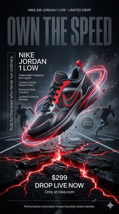 Futuristic NIKE Air Jordan 1 Low in Motion