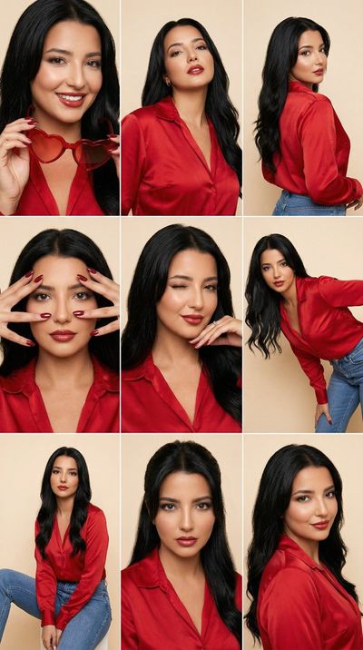 Bold Fashion: Red Satin & Heart-Shaped Sunglasses