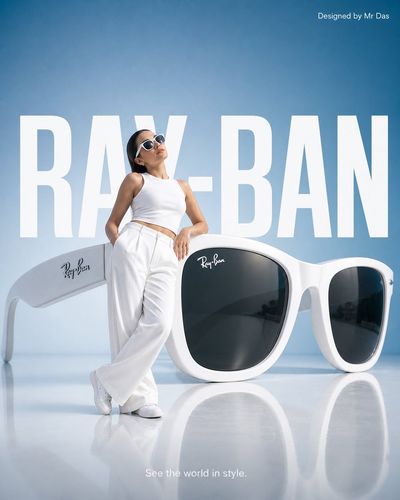 Chic Reflections: A Ray-Ban Minimalist Ad