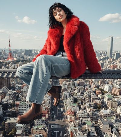 Giant Fashion Icon in Tokyo's Miniature Cityscape
