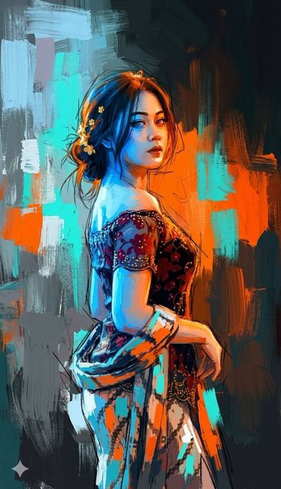 A portrait split by warm orange and cool blue light