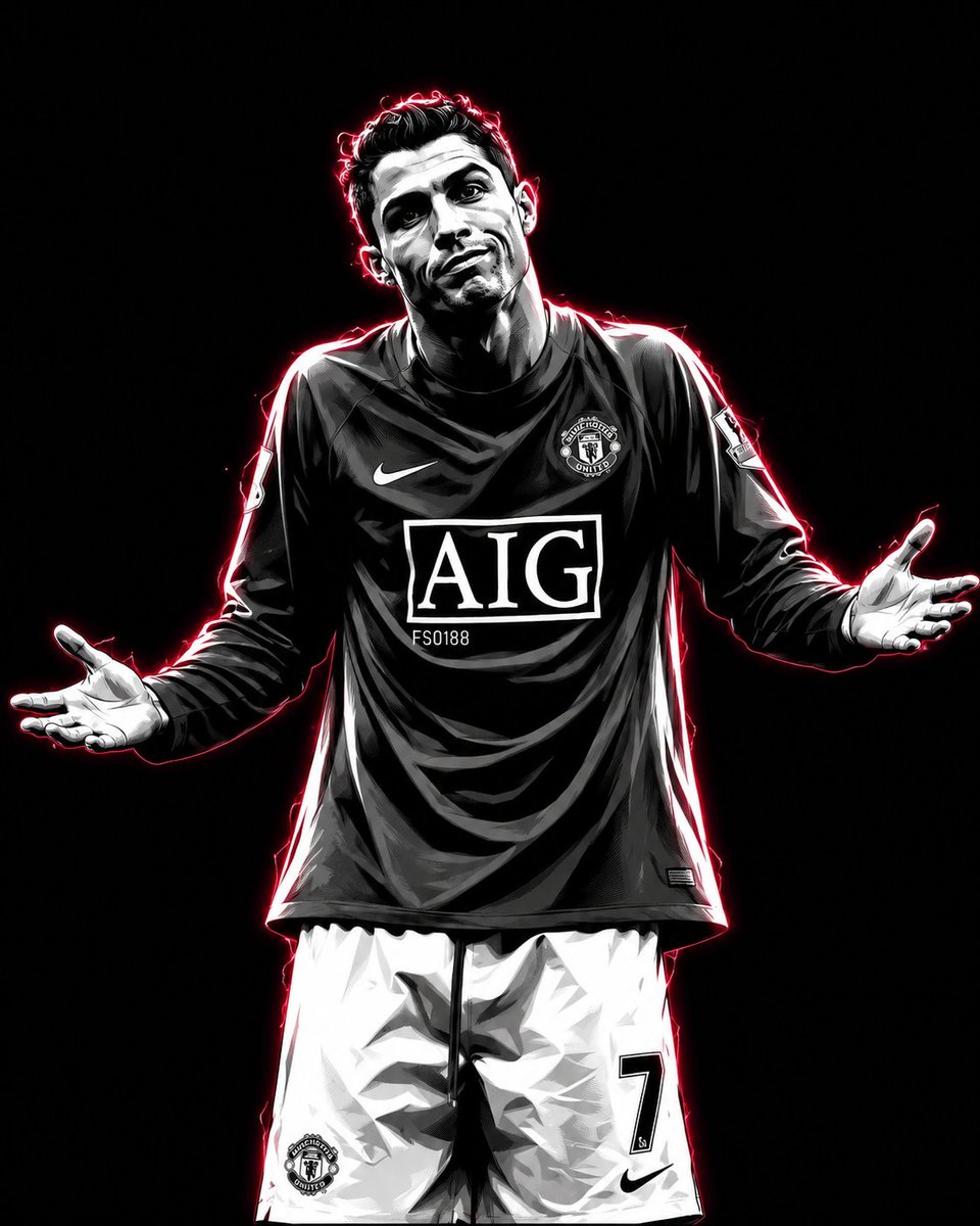 Neon rim light traces a soccer star's monochrome portrait