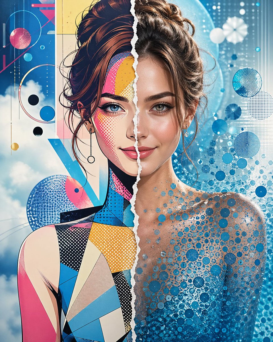 Duality of Elegance: A Portrait Split by Artistic Vision