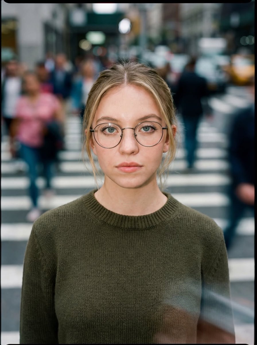 Cinematic Portrait in a City Crosswalk