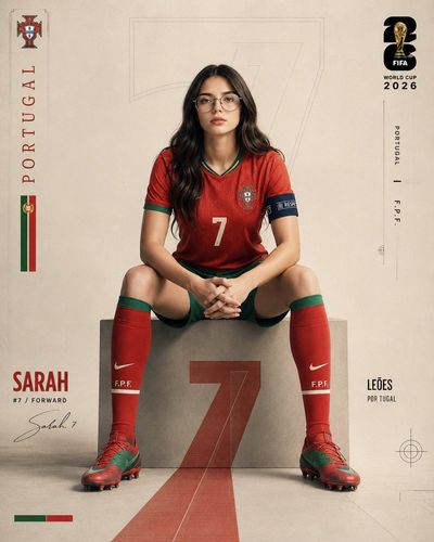 Portugal star Sarah sits focused on geometric block in clean studio