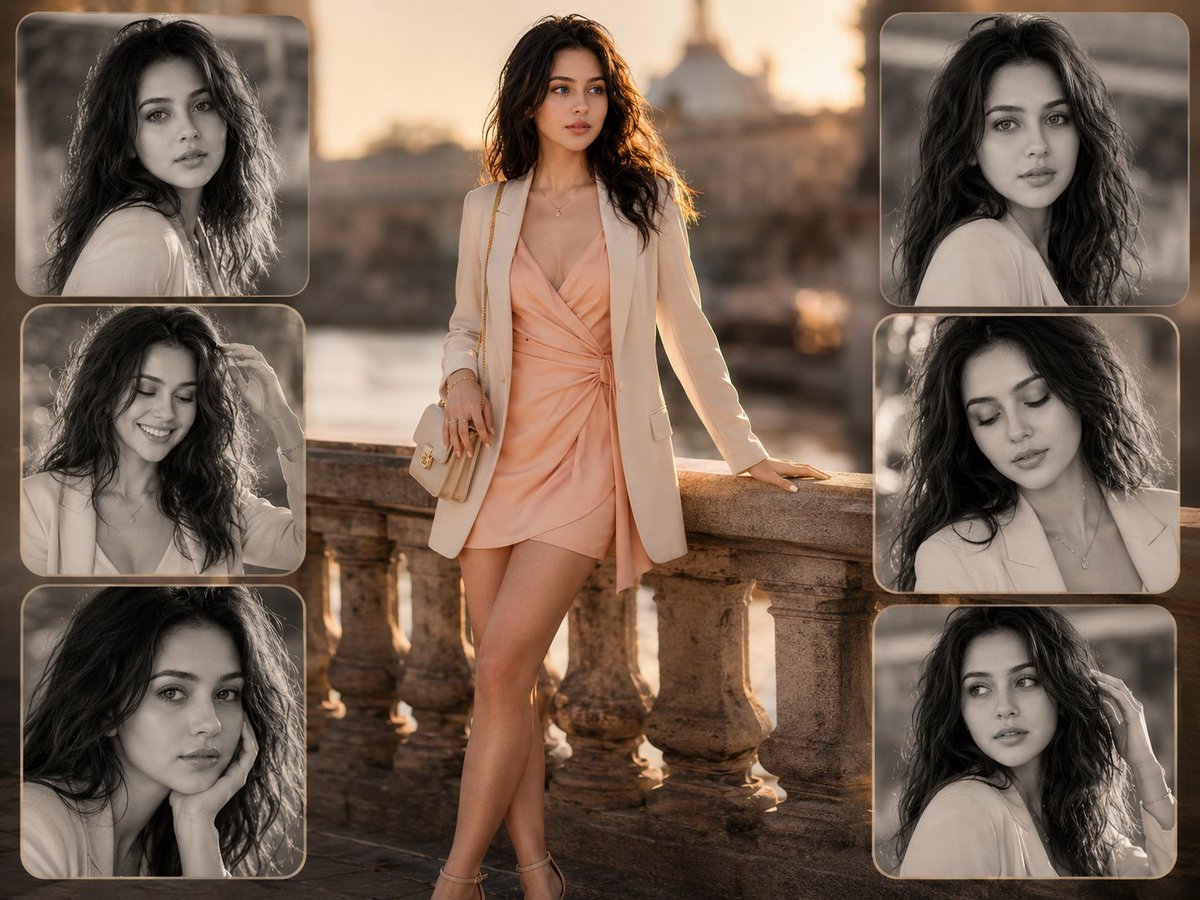 Elegance in the Golden Hour: A Fashion Collage