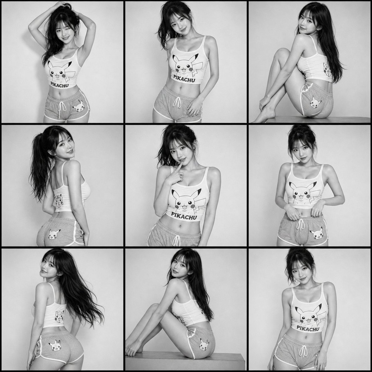 Monochrome Pikachu Muse Contact Sheet