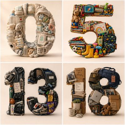 Parenting numerals 0, 5, 13, 18 tell a story of growth