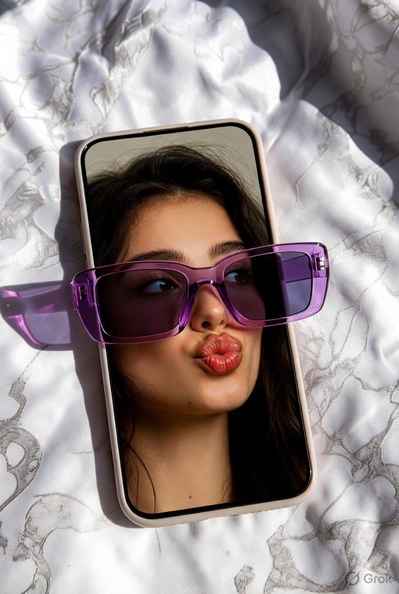 Smartphone Selfie Meets Playful Sunglasses Illusion