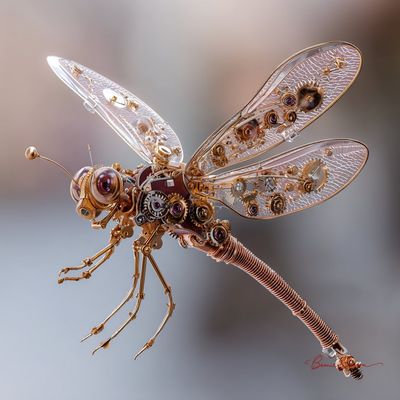 Mechanical Elegance: The Clockwork Dragonfly