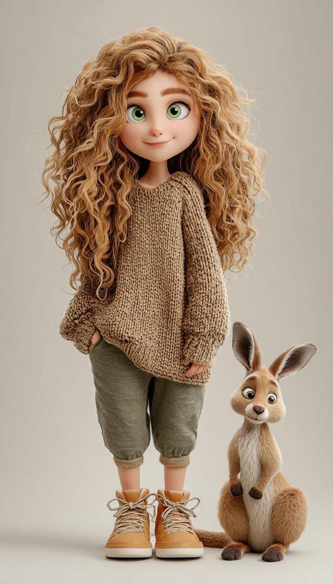 Whimsical 3D Character Design: A Girl and Her Bunny