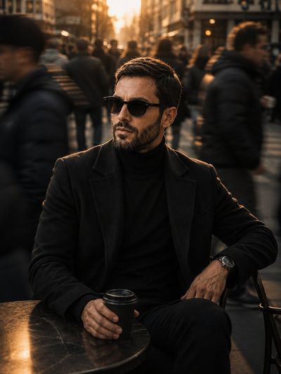 Cinematic Urban Portrait: A Subject in Golden Hour Stillness