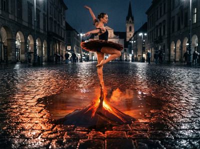 Surreal Reflections: A Nighttime Encounter