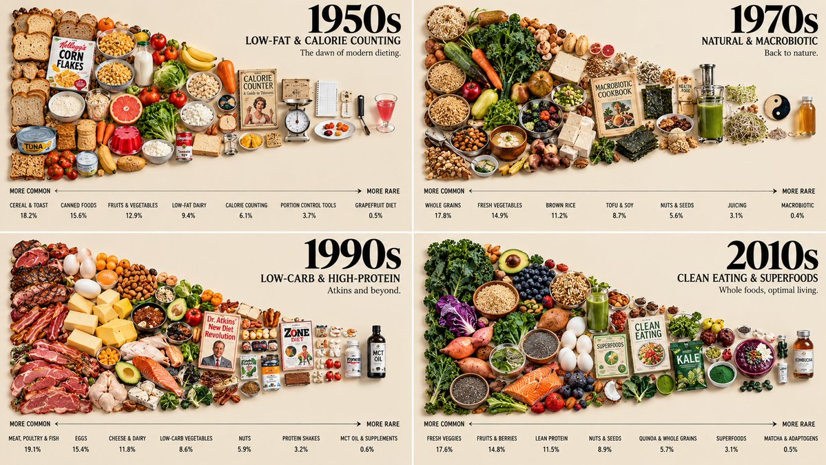 Decades of Diet Fads Form a Retrospective Flat-Lay Silhouette