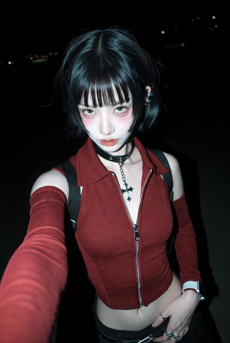 Edgy Elegance: A Nighttime Selfie