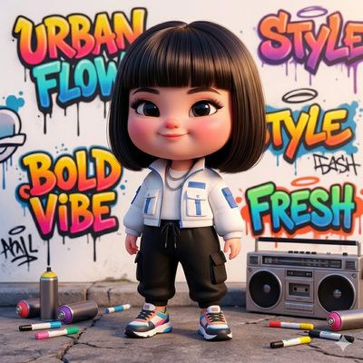 Graffiti Pulse: Stylized Streetwear Heroine
