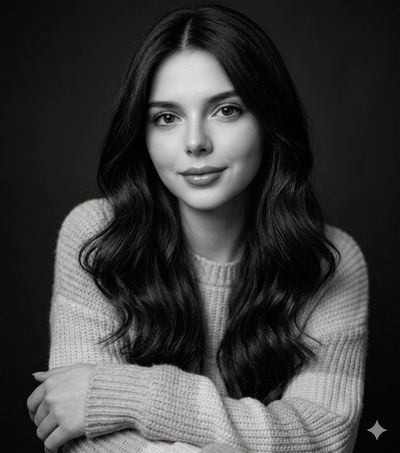Monochrome Elegance: Intimate Studio Portrait with Soft Knit Texture