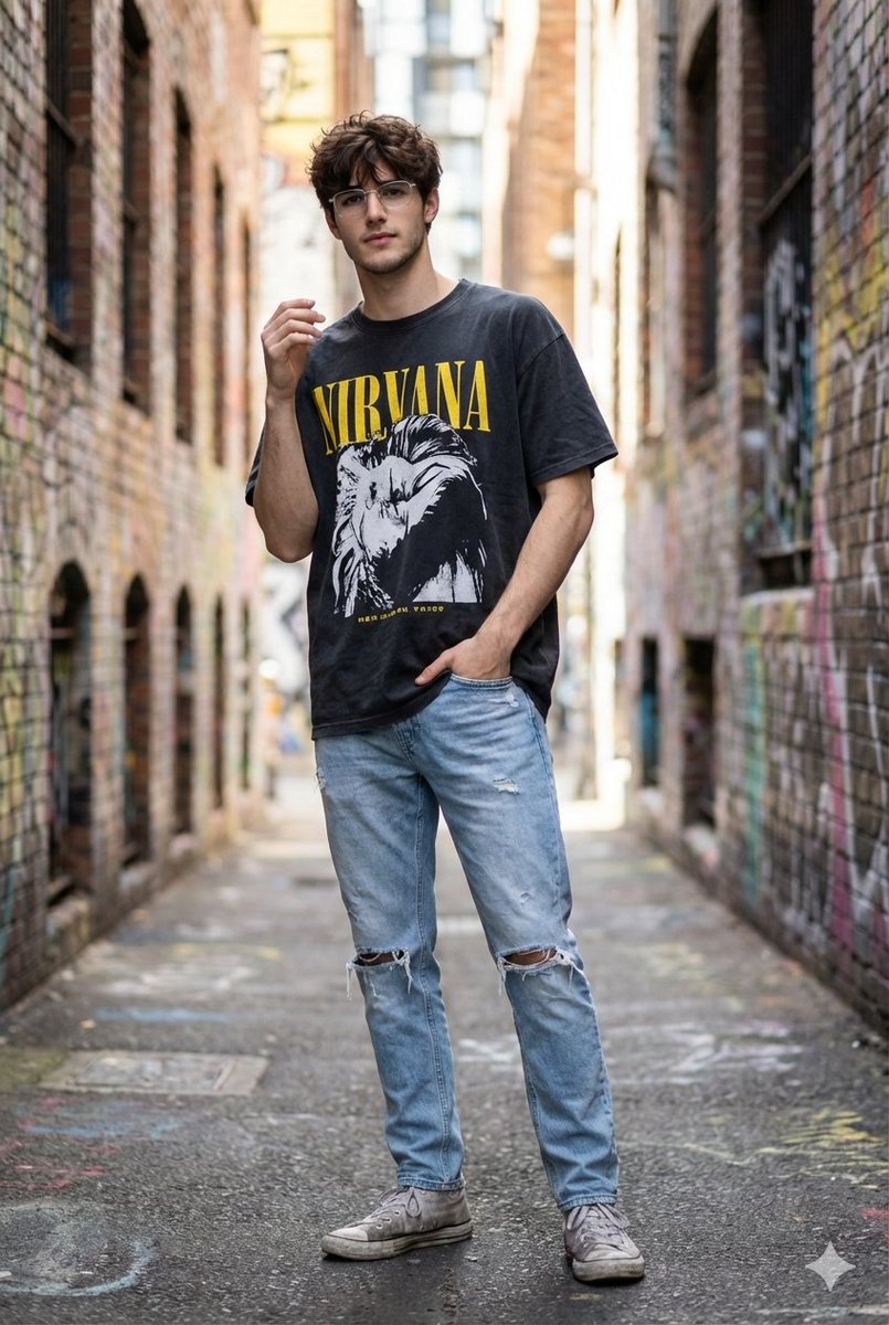 Street-Style Snapshot in Urban Graffiti Alley