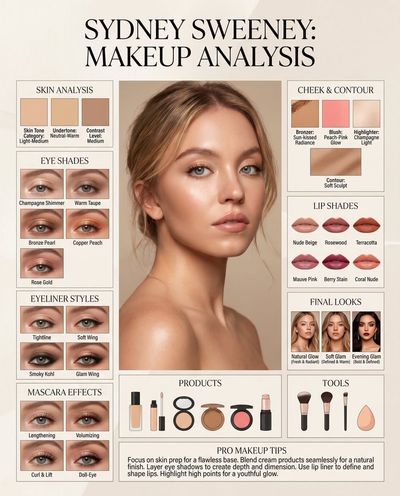 Blonde Beauty Infographic with Editorial Glam Details